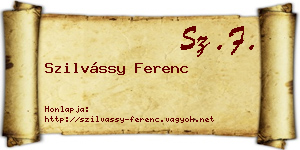 Szilvássy Ferenc névjegykártya